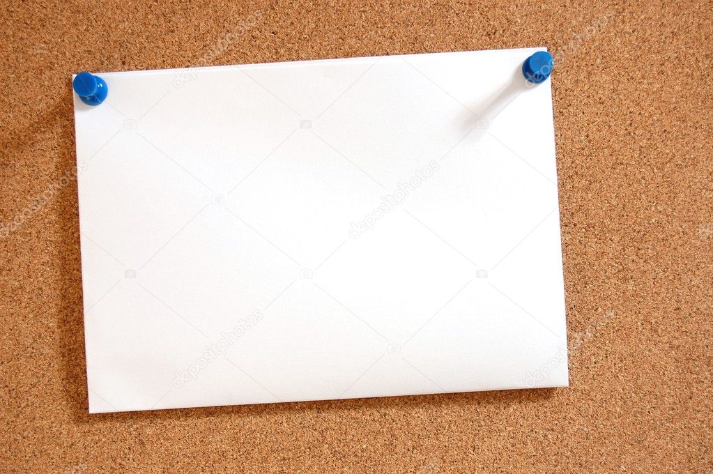 Blank sheet of paper on bulletin board Stock Photo by ©gunnar3000 2993855